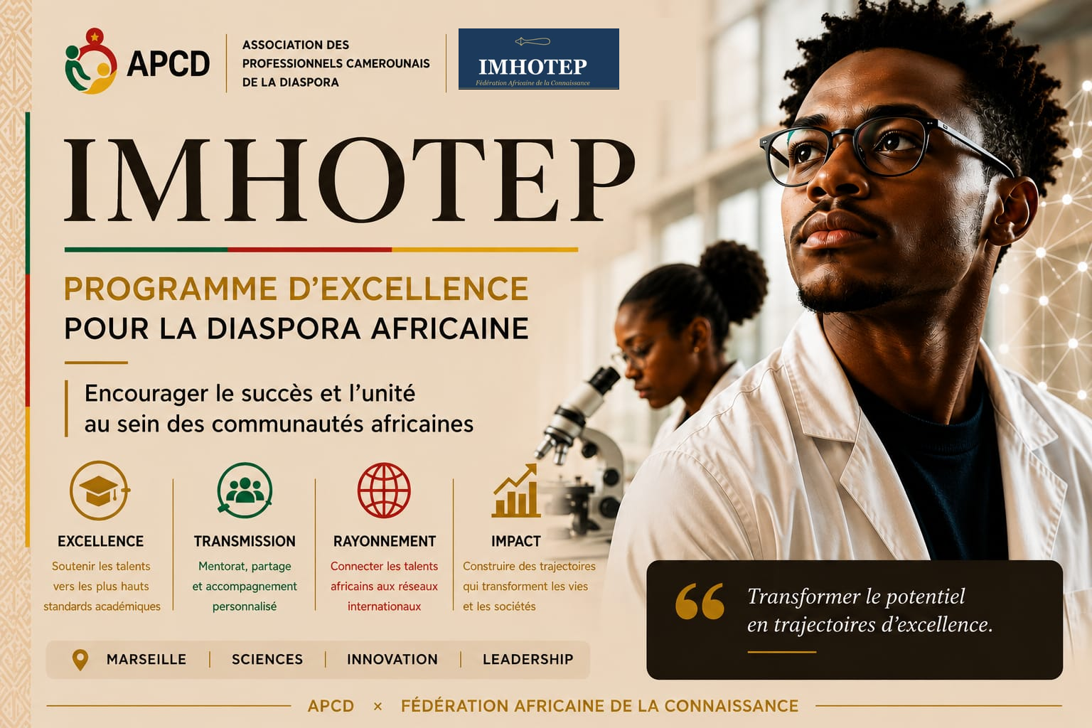 APCD et Imhotep (Fédération Africaine de la Connaissance)unissent leurs forces : un tremplin d’excellence pour la diaspora africaine de Marseille